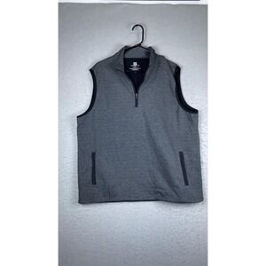 Three Sixty Six Sweater Vest Mens XL Gray Quarter Zip Mock Neck Golf Pockets